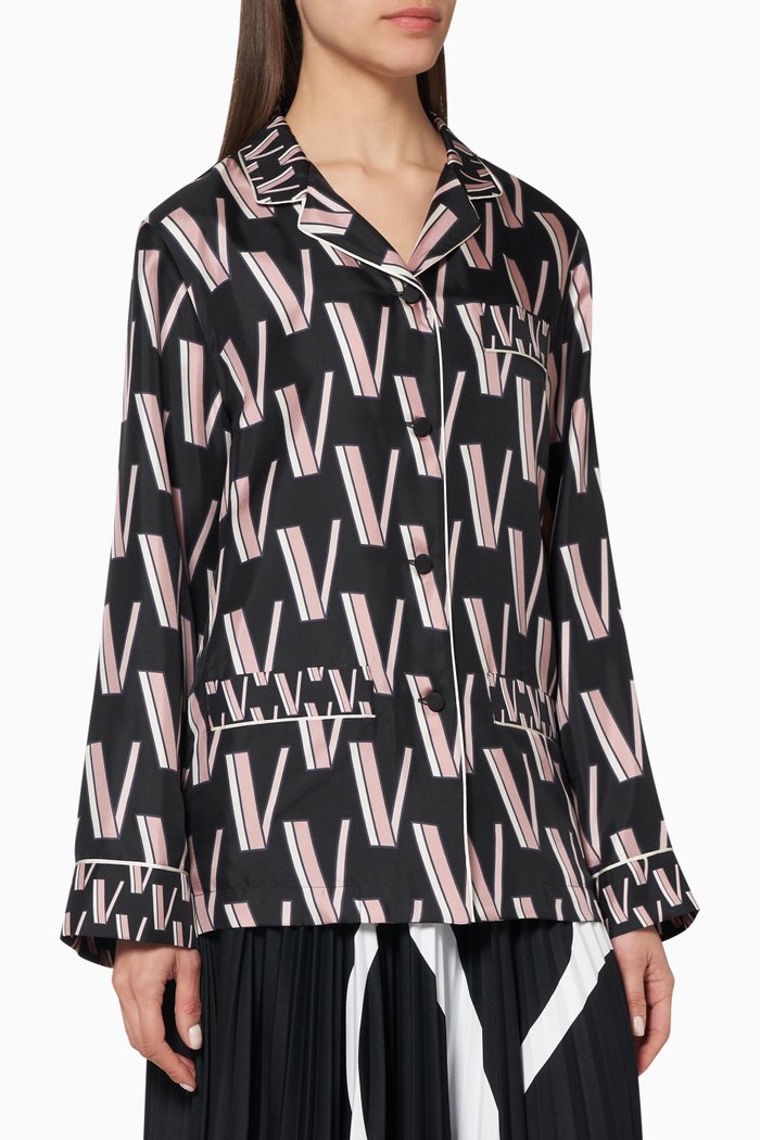 

V Logo Silk Shirt, Multicolour