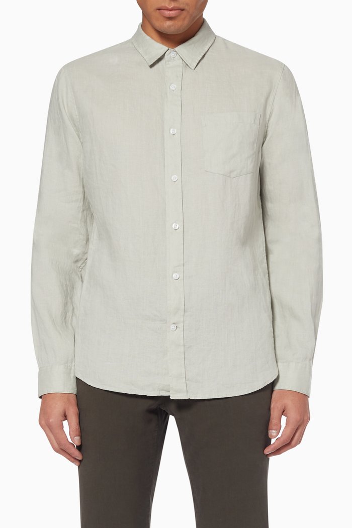 

Linen Long Sleeved Shirt, Green