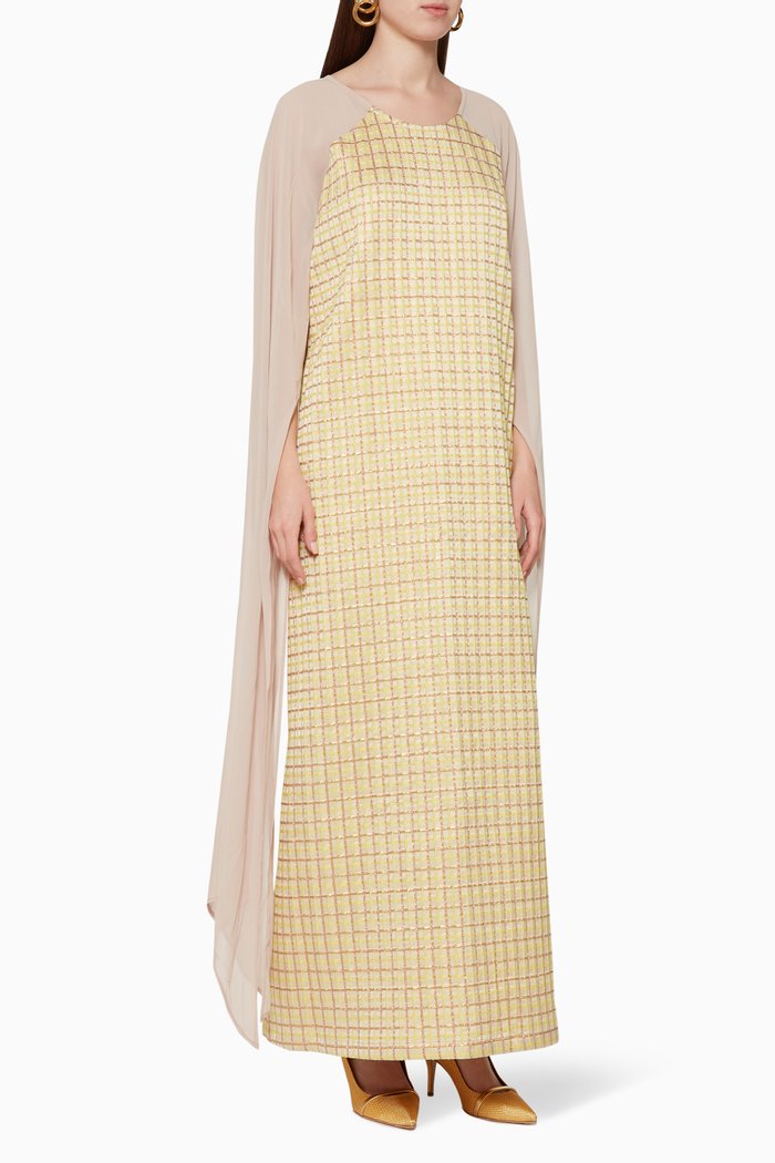 

Checkered Metallic Kaftan, Yellow