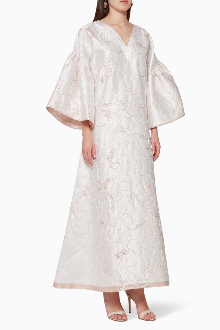 

Metallic Embroidered Kaftan, White