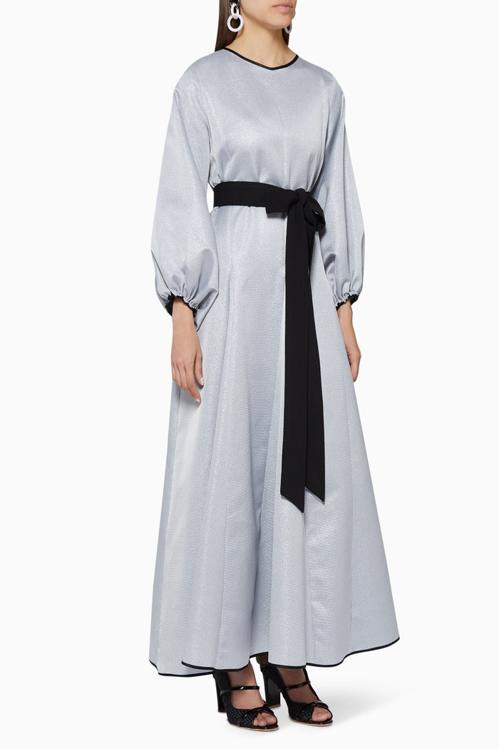 

Midnight Blues Belted Dress, Silver