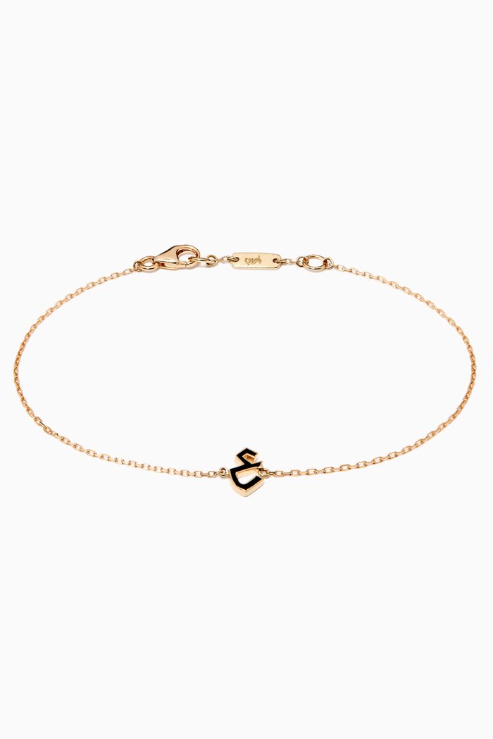 Mina "Ein" Enamel Bracelet in 18kt Yellow Gold, Black