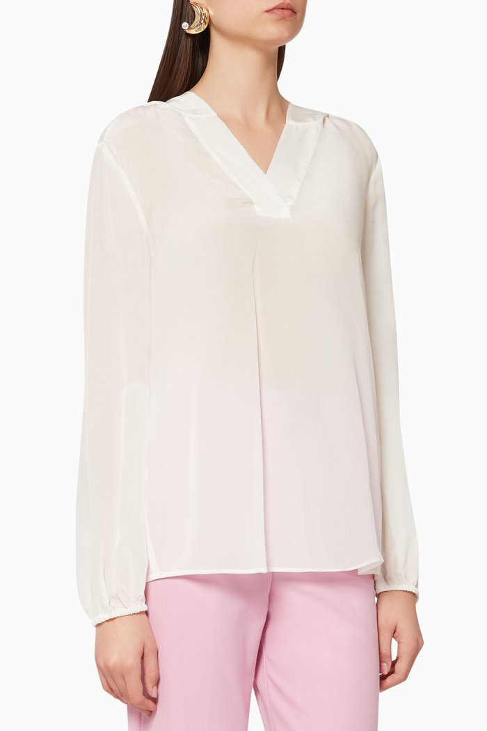 Denis Hooded Blouse, White