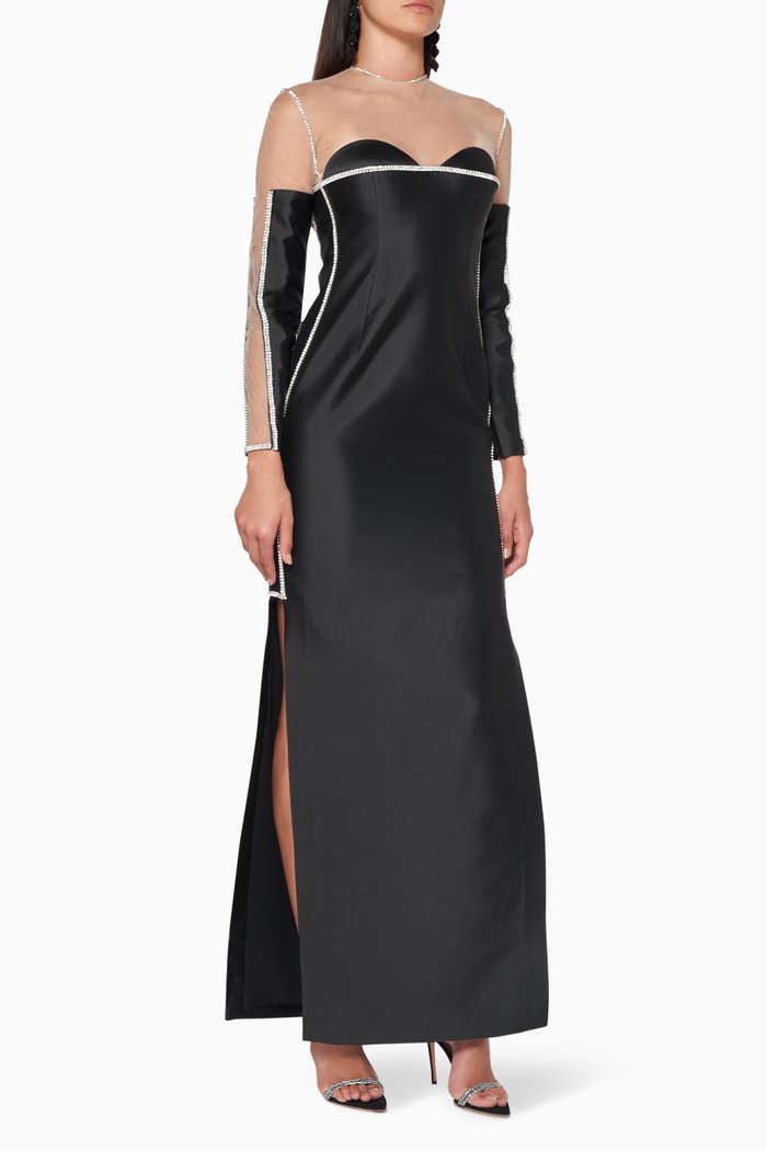 

Cette Nuit Mikado Swarovski Dress, Black