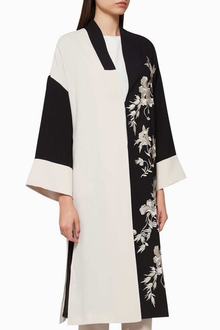 

Floral Embroidered Cropped Kaftan, Neutral