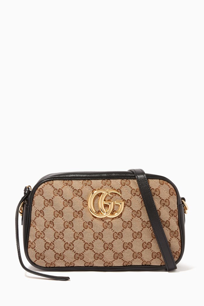 

Small GG Marmont Canvas Shoulder Bag, Black