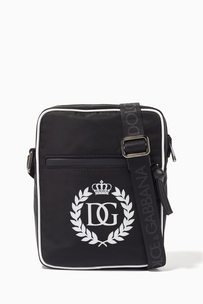 

Logo Print Nylon Side Bag, Black