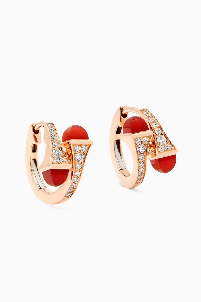 

Cleo Diamond & Agate Huggie Earrings in 18kt Rose Gold