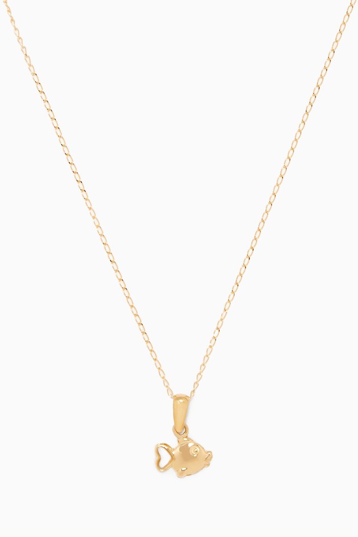 Fish Heart Pendant Necklace, Gold
