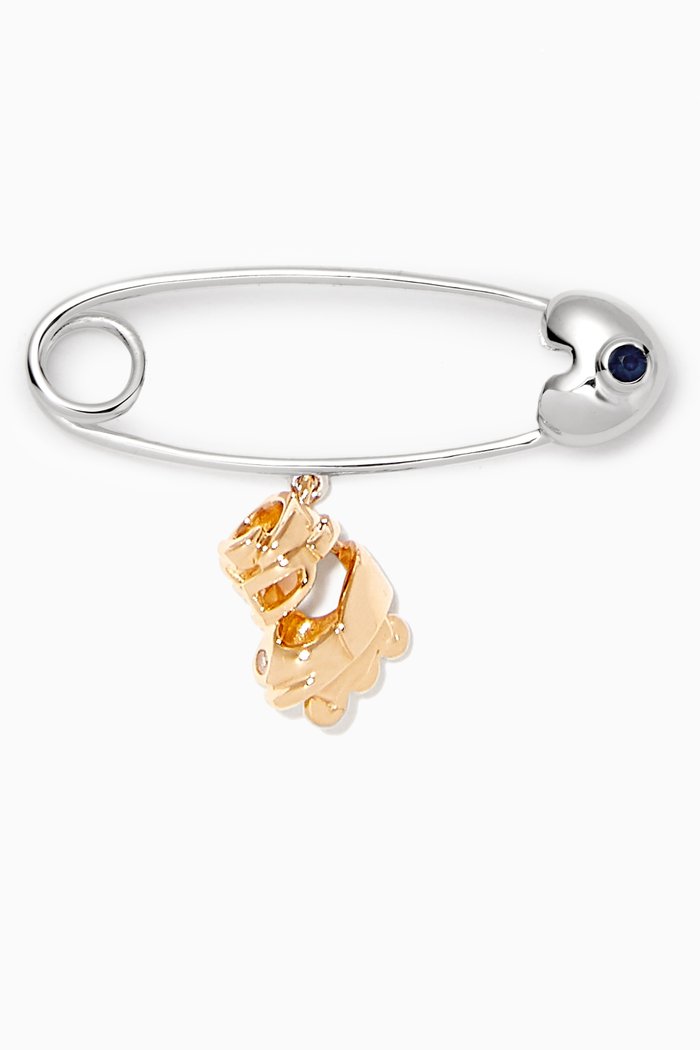

'It's A Boy!' Roller Skate Diamond & Sapphire Brooch, Multicolour