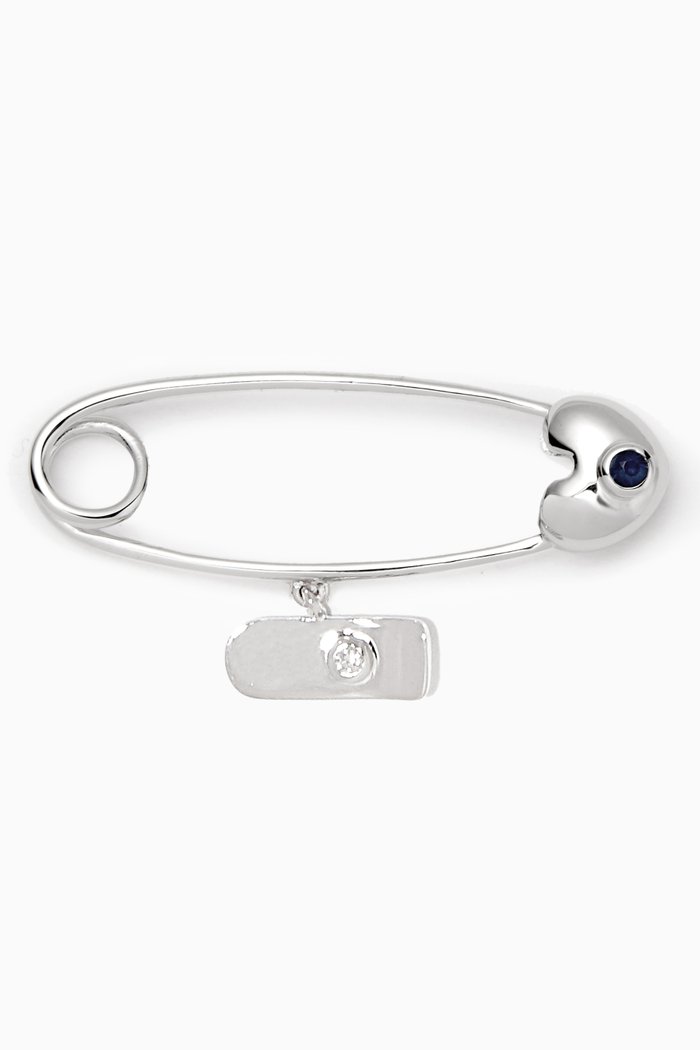 

'It's A Boy!' Skateboard Diamond & Sapphire Brooch, White