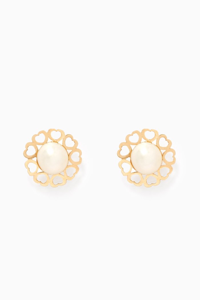 

Pearl Stud Earrings, Gold