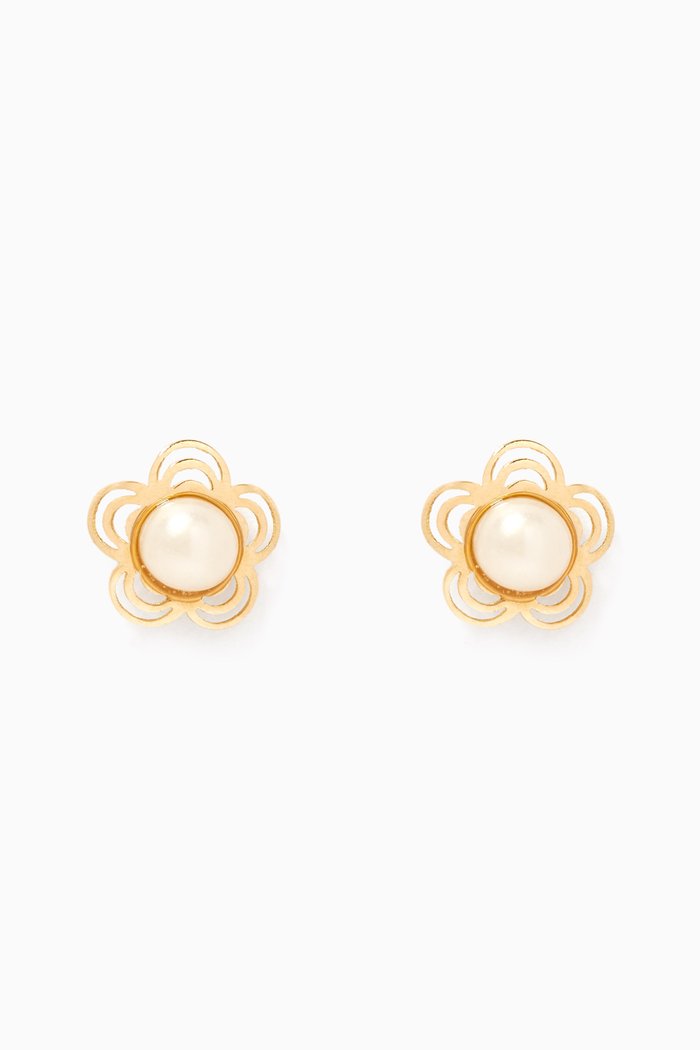 

Pearl Stud Earrings, Gold