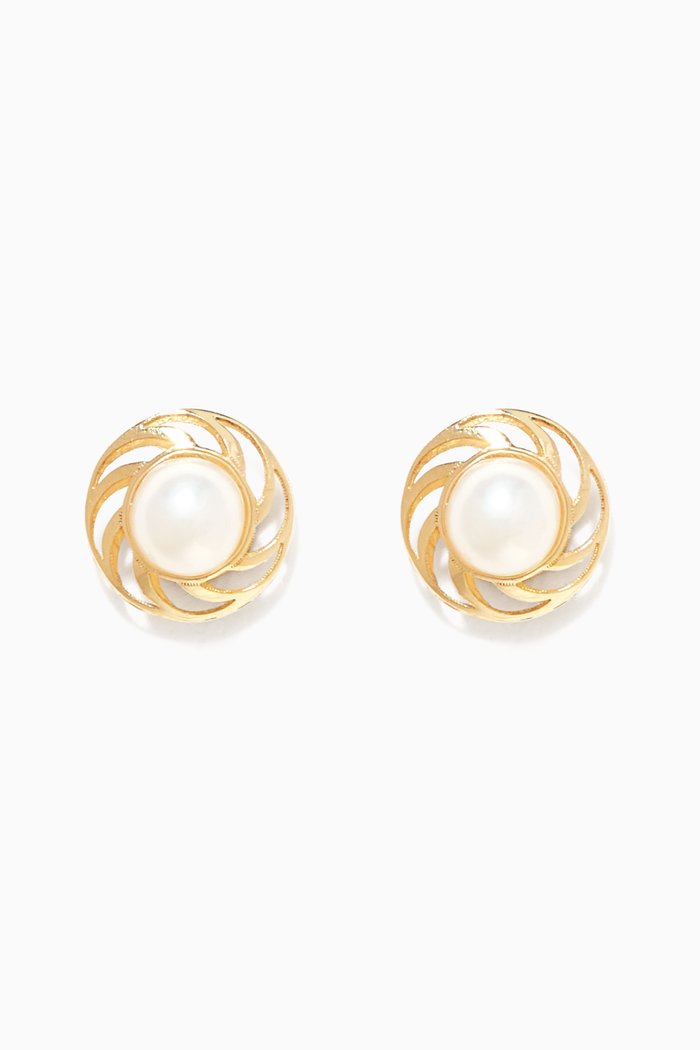 

Pearl Stud Earrings, Gold