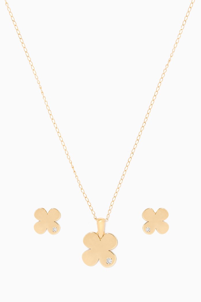 

Clover Flower Diamond Set, Gold