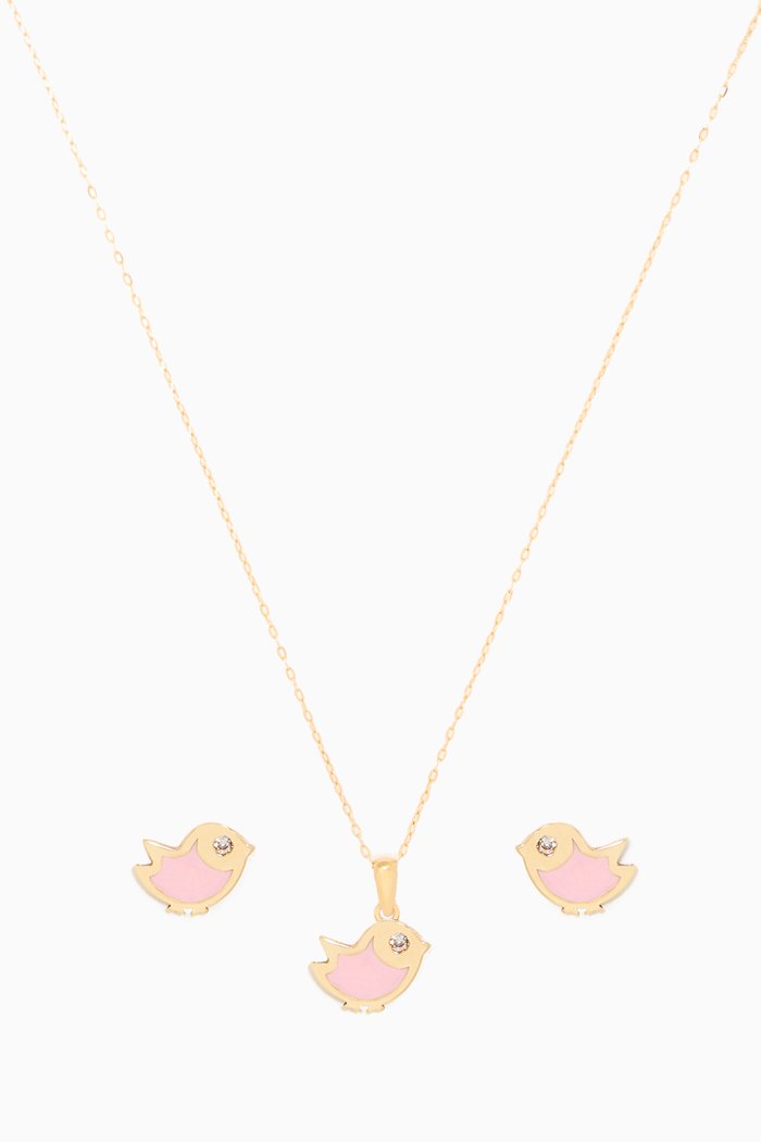 Enamelled Bird Diamond Set, Gold