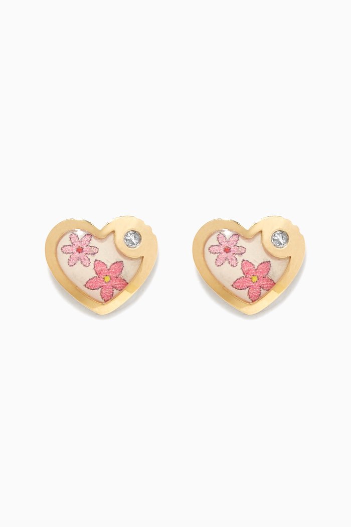 

Heart Diamond Stud Earrings, Gold