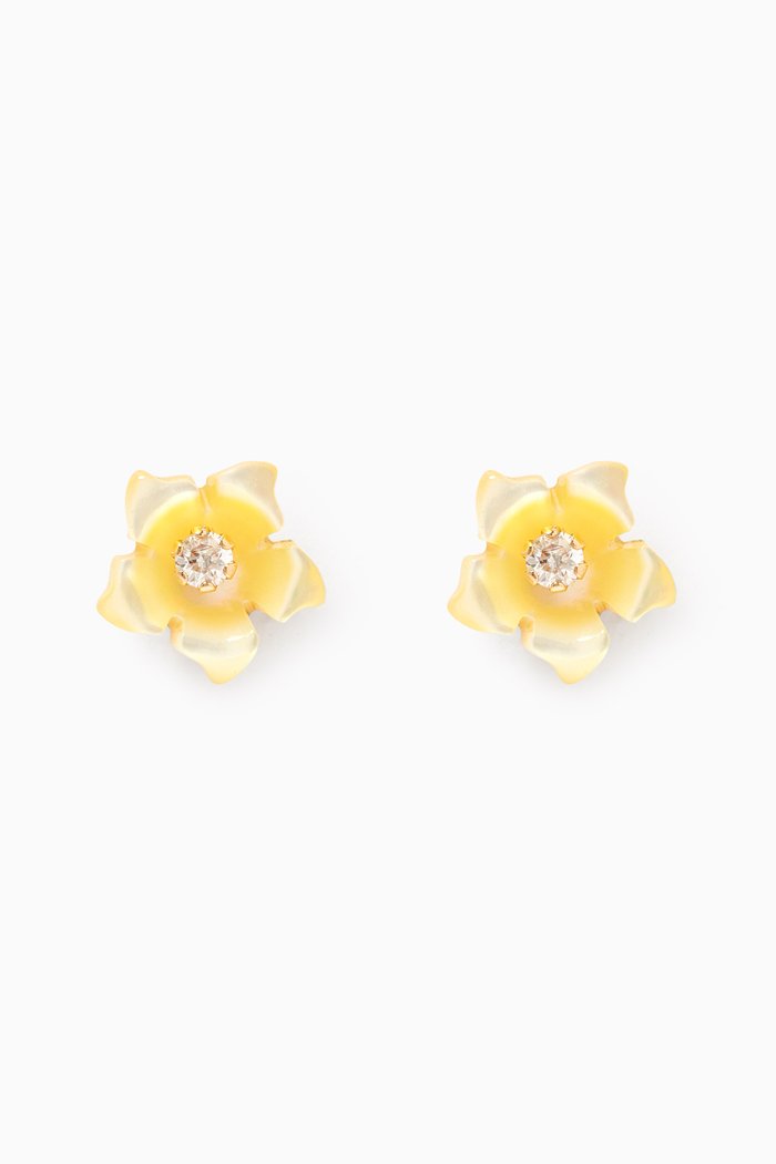 Floral Diamond Stud Earrings, Gold