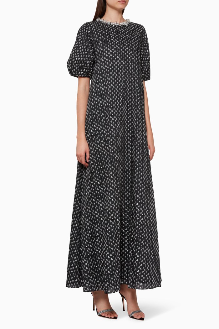

Delailah Printed Cotton Dress, Black