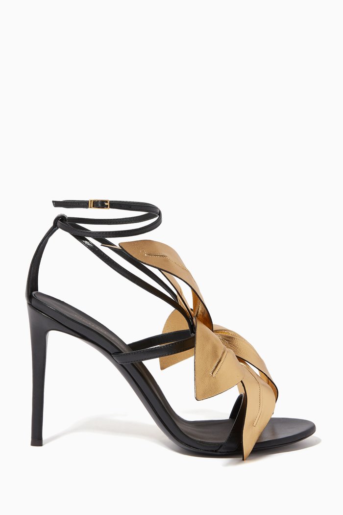 

Lilium Flower Appliqué Stilettos, Black