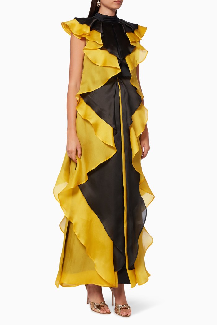 

In Full Bloom Silk Organza Dress, Yellow