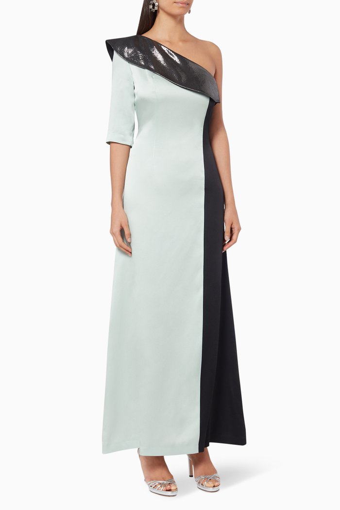 

Bright Contrast Silk Dress, Blue