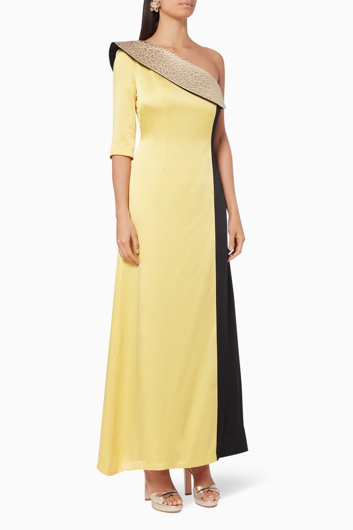 

Bright Contrast Silk Dress, Yellow