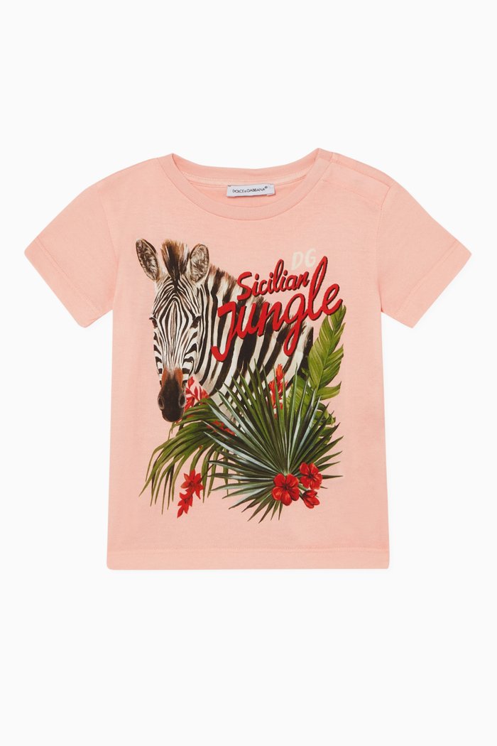

Sicilian Jungle Print Cotton T-Shirt, Pink
