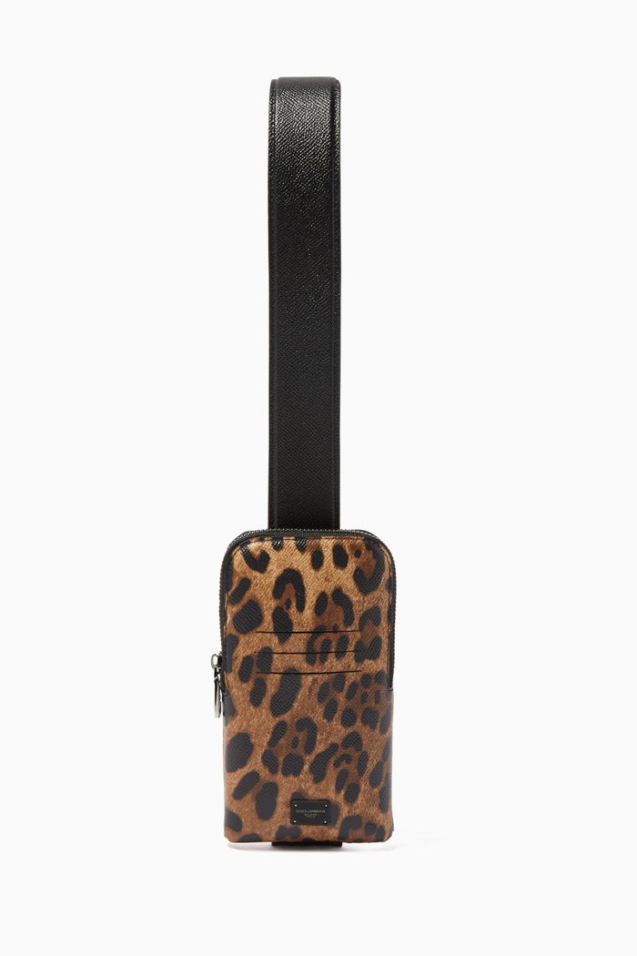 

Leopard-Print Dauphine Cross-Body Smartphone Holder, Brown