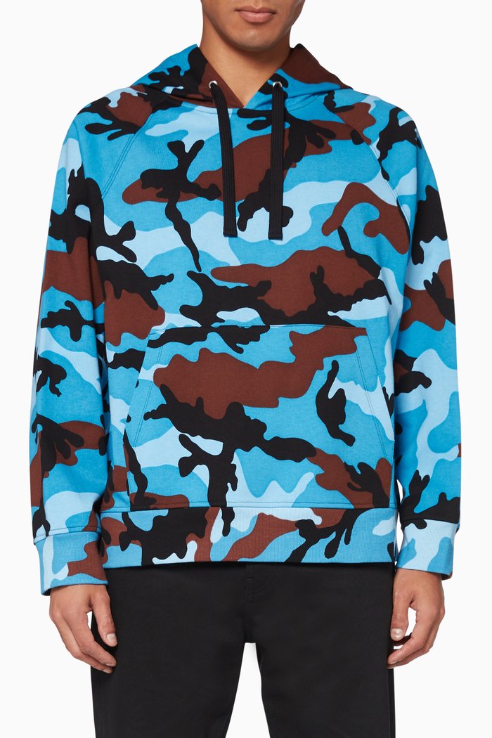 

Camouflage Hooded Sweatshirt, Blue