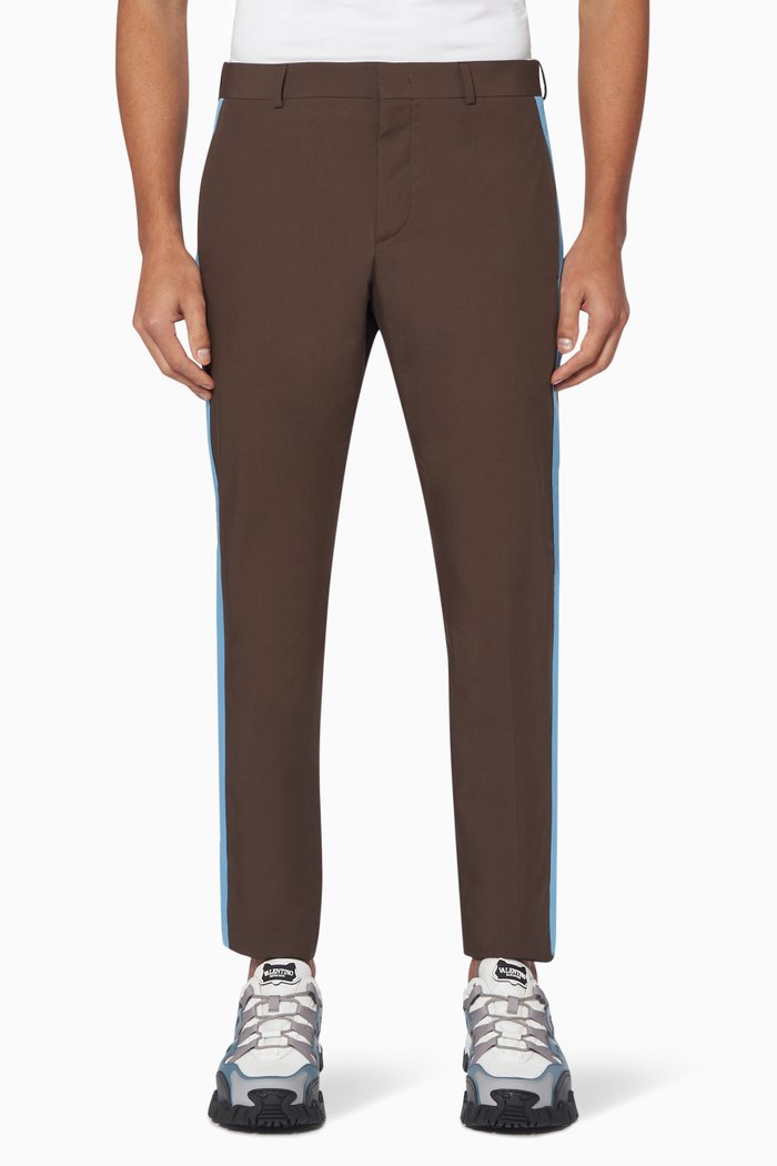 

Striped Slim Fit Pants, Brown