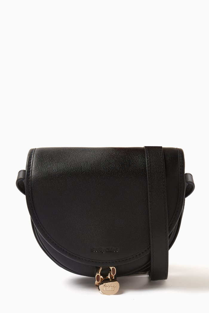 

Mara Small Crossbody Bag in Cowhide Leather, Black