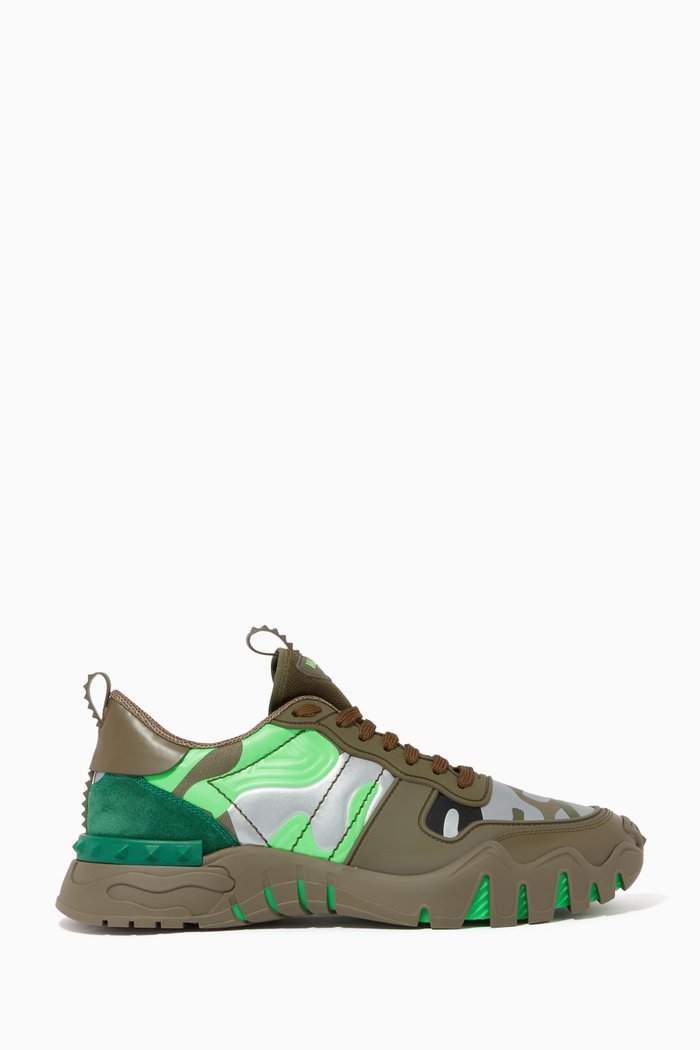 

Valentino Garavani Camouflage Rockrunner Plus Sneakers, Green