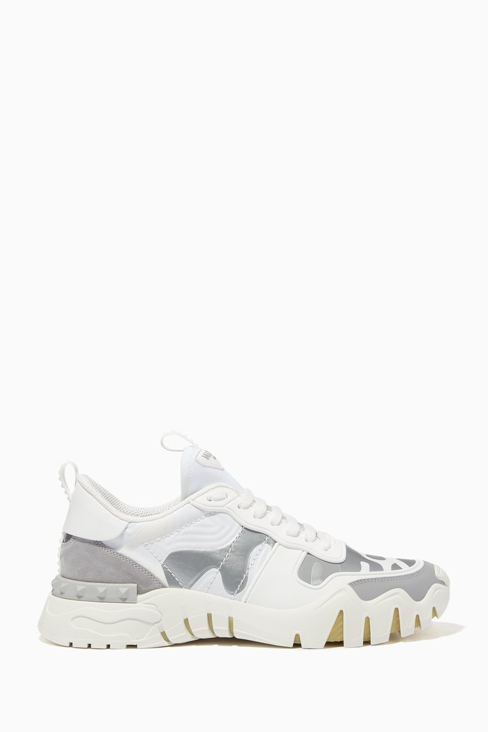 Valentino Garavani Camouflage Rockrunner Plus Sneakers, White