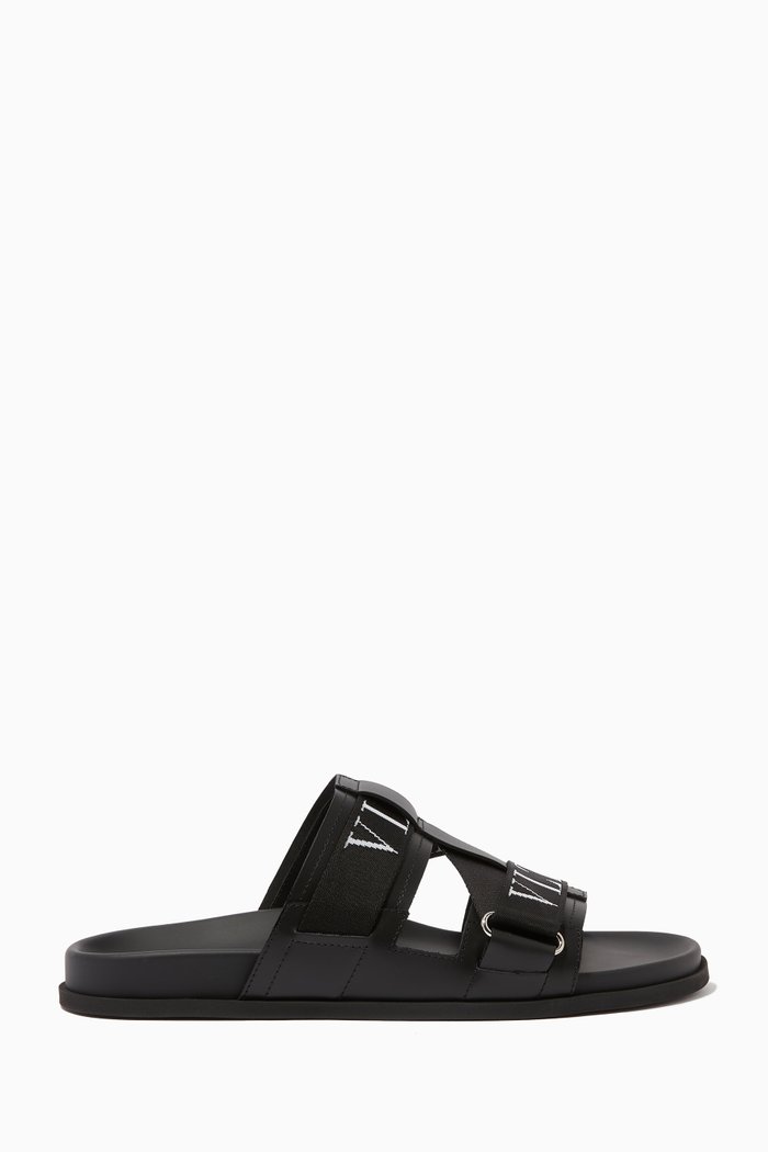 

Valentino Garavani VLTN Logo Print Slides, Black