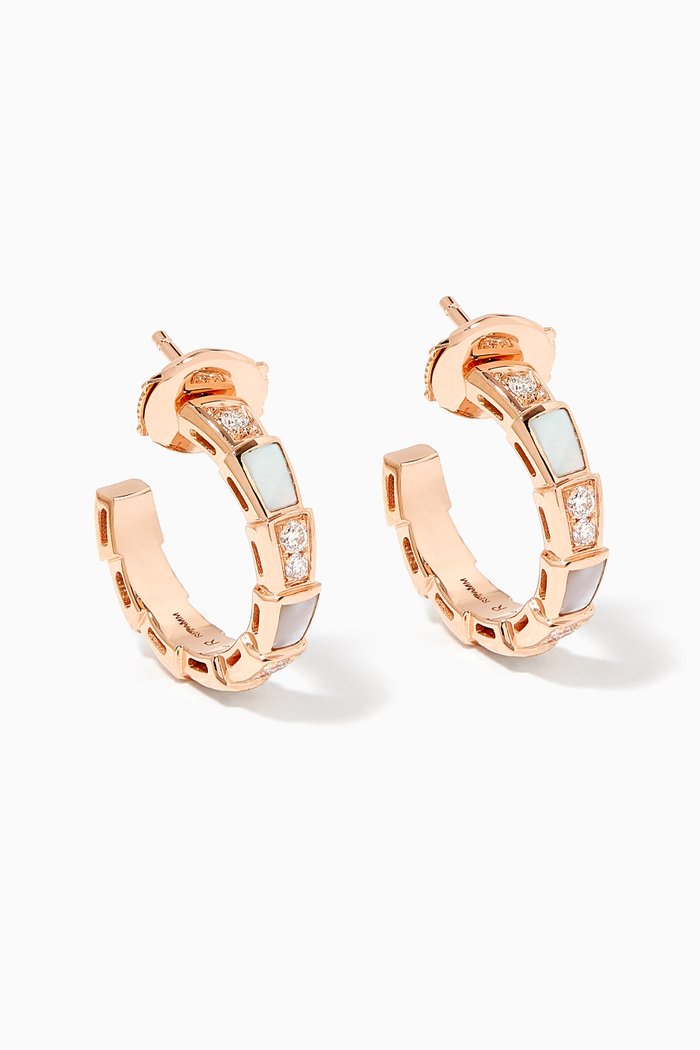 

Serpenti Viper Mother-Of-Pearl & Diamond Earrings, Rose gold