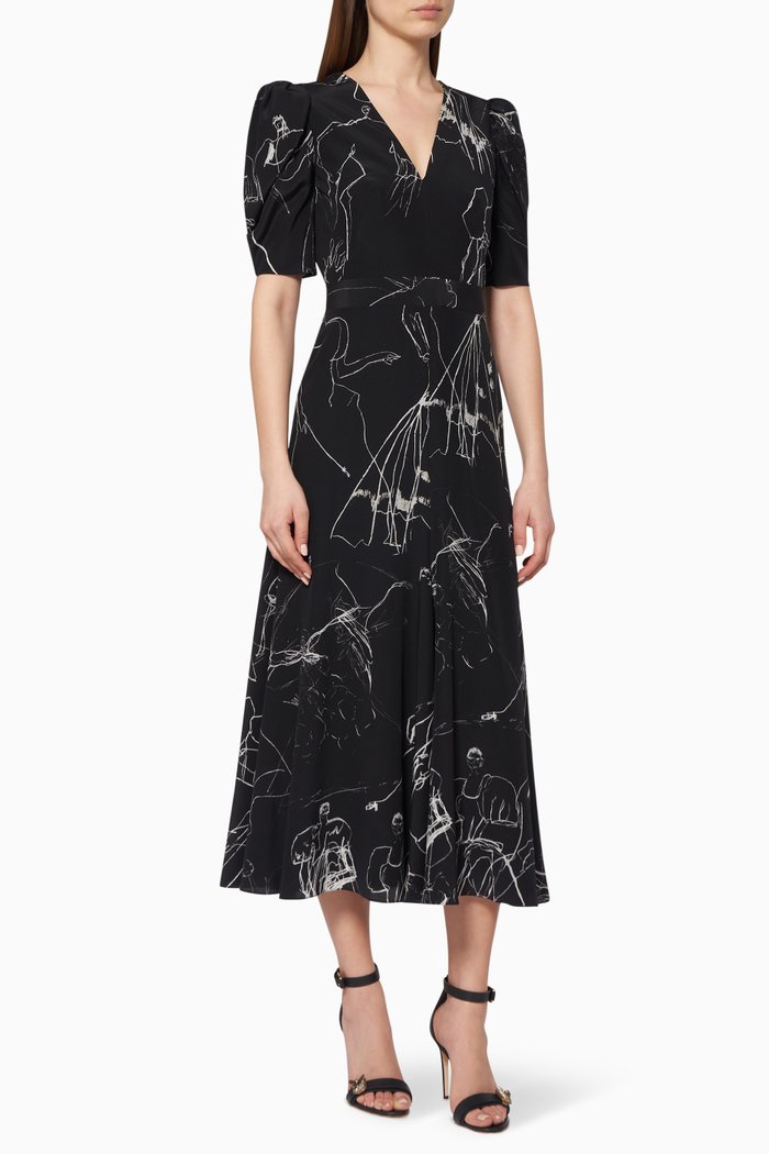 Dancing Girl Silk Dress, Black