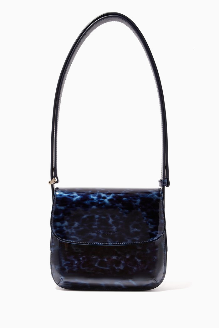 

La Prima Crossbody Bag in Tortoiseshell Leather, Blue