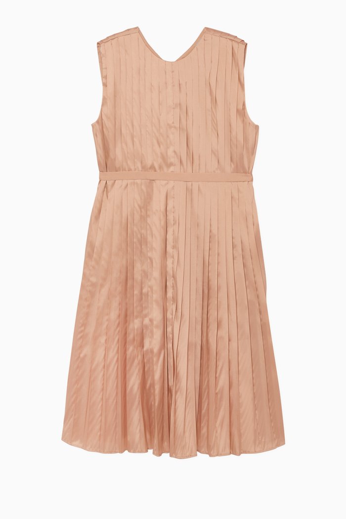 

Contrast Colour-Block Pleated Dress, Neutral