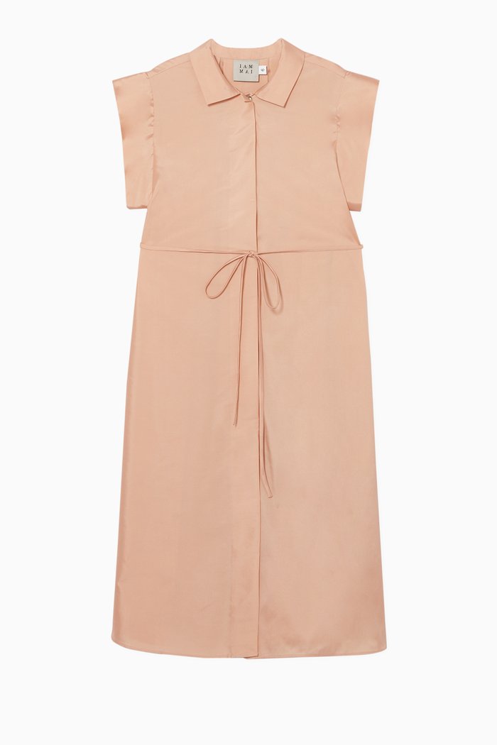 

Pleated Short Sleeved Dress, Pink