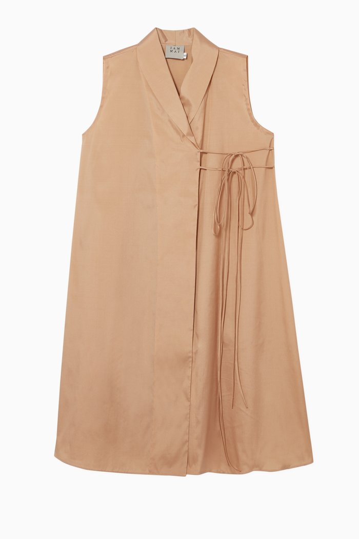 

Sleeveless Wrap Dress, Neutral