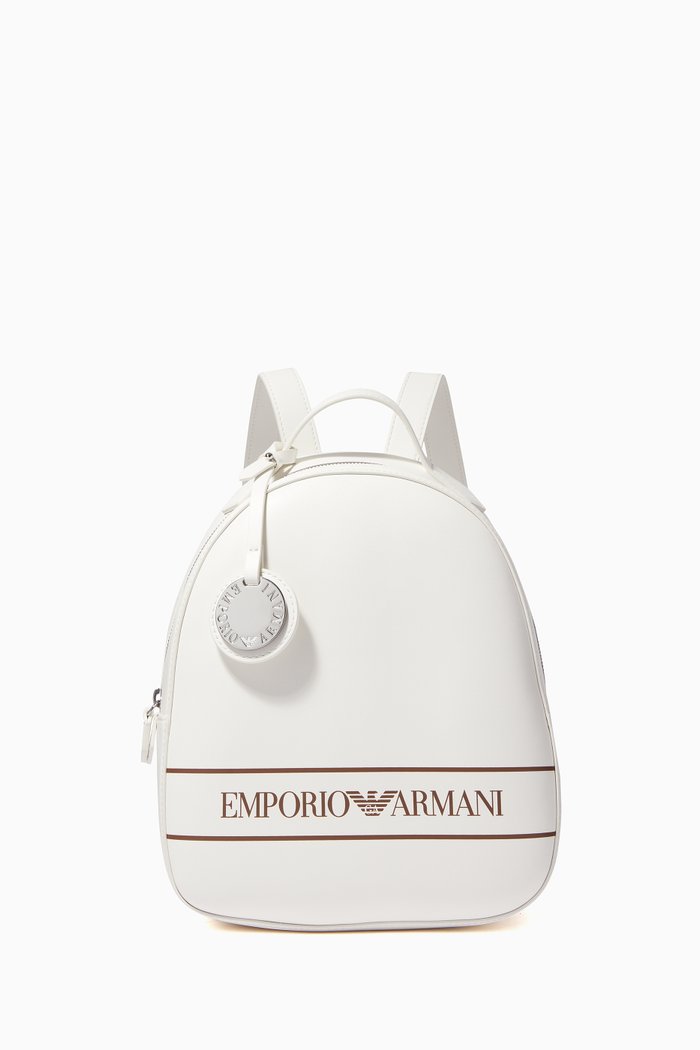

Logo Eco-Leather Backpack, White