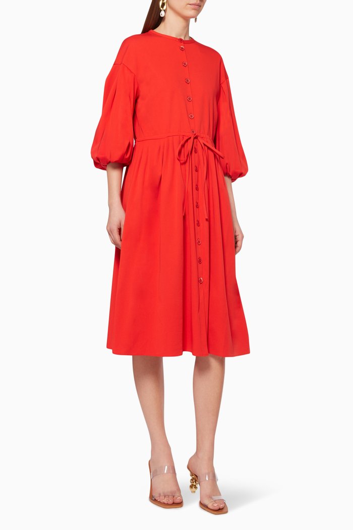 

India Oversized Twill Dress, Red
