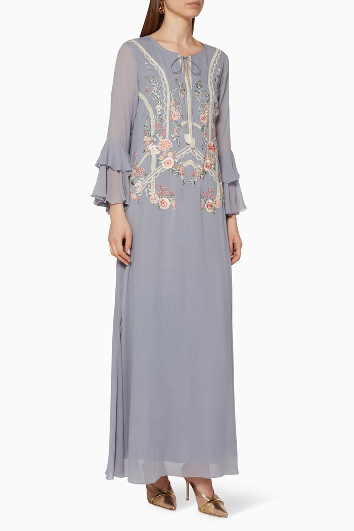 

Floral Embroidered Kaftan, Blue