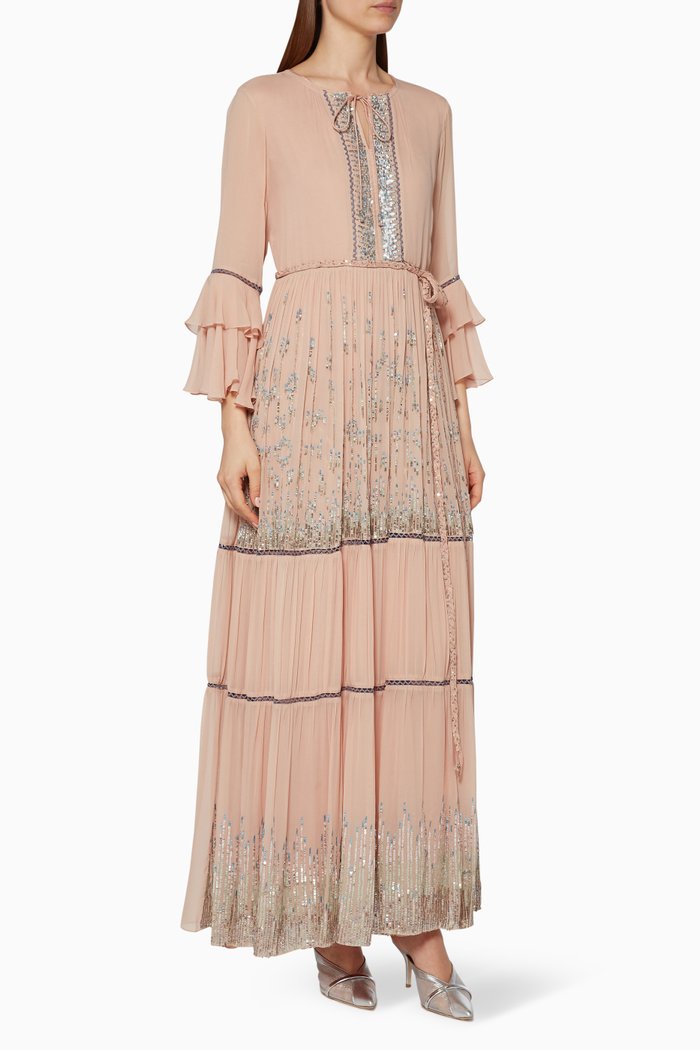 

Boho Sequin Tiered Dress, Pink