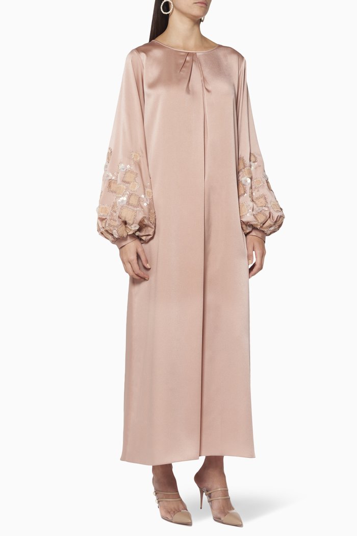 

Embellished Satin Kaftan, Pink