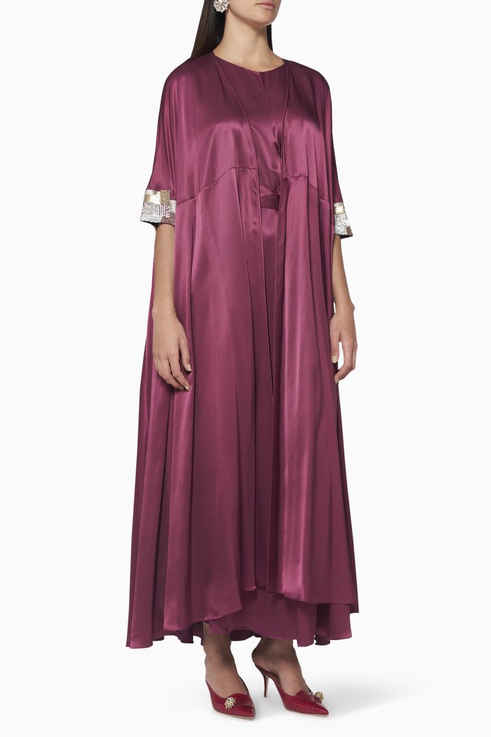 

Embellished Satin Kaftan, Set of Two, Pink