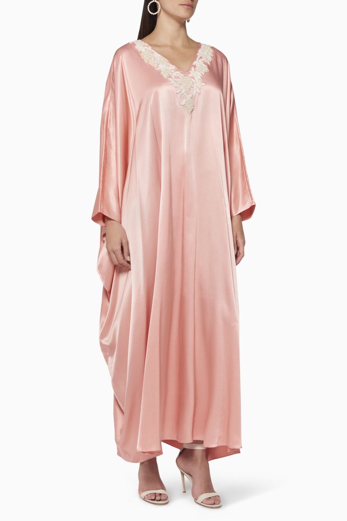 

Embellished Satin Kaftan, Pink