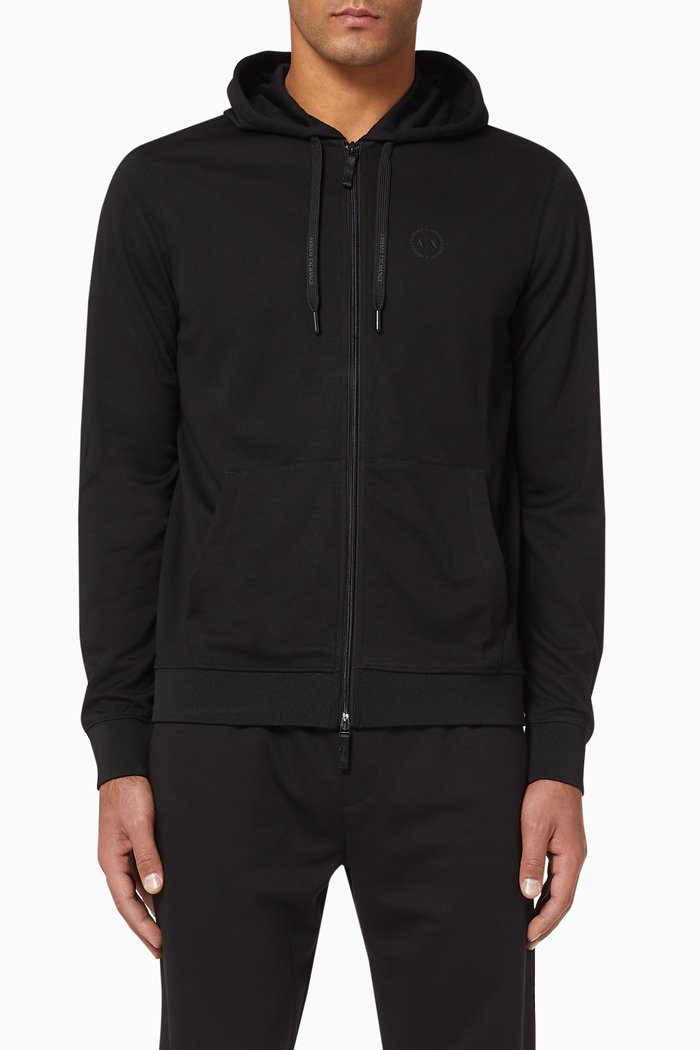 

Circle Logo Cotton Viscose Hoodie, Black