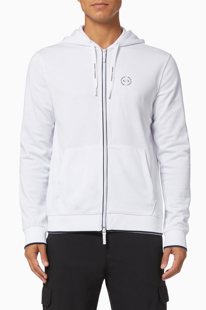 

Circle Logo Hooded Sweatshirt in Cotton, White